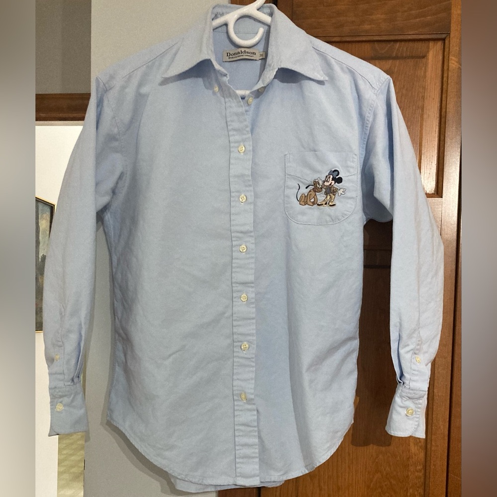 Vintage 90s Disney Donaldson Minnie Blue Button Up Shirt Embroidered M Medium